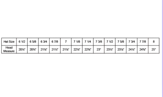 Hat Size Chart